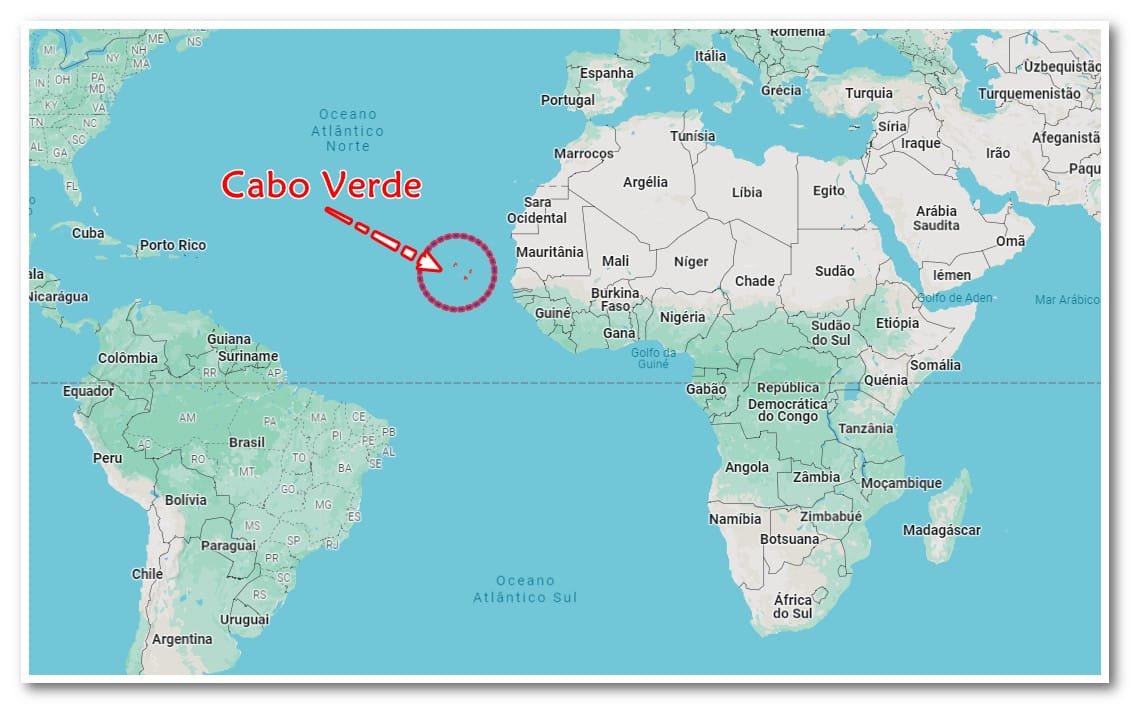Cabo Verde no mapa