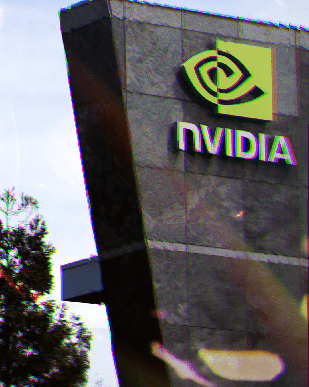 Prédio com logo da Nvidia, com filtro de prisma